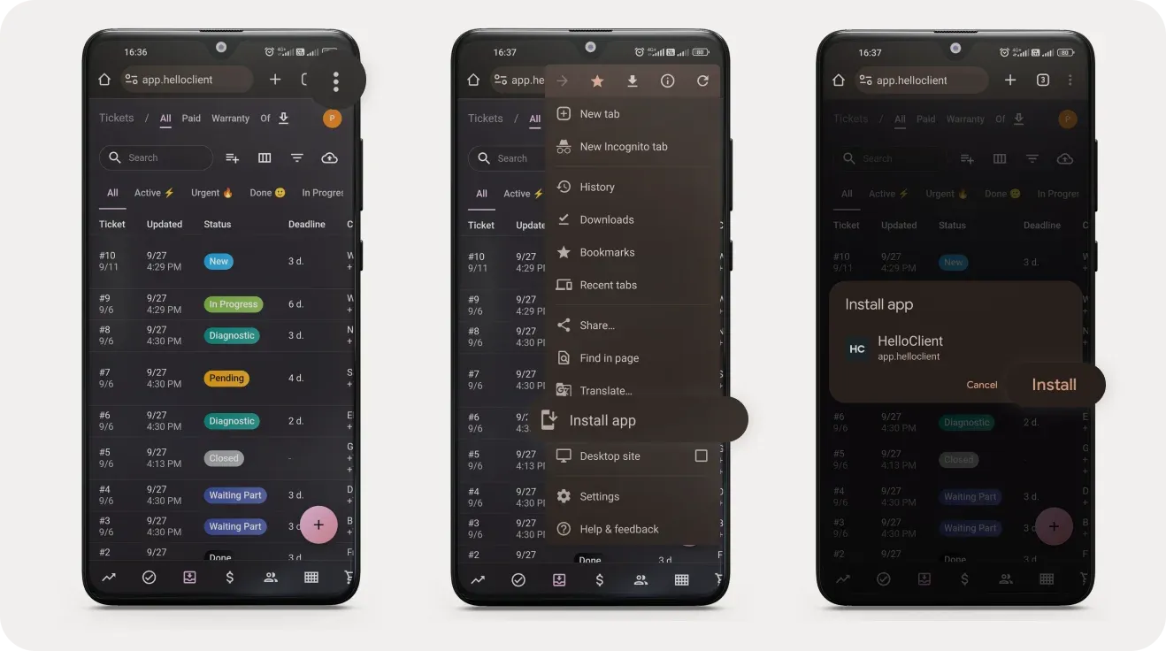 Android app installation