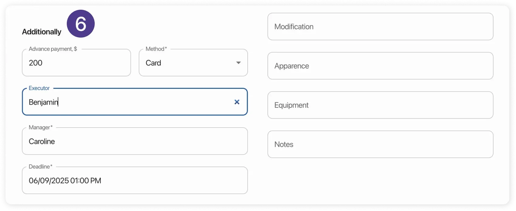 Additional order information