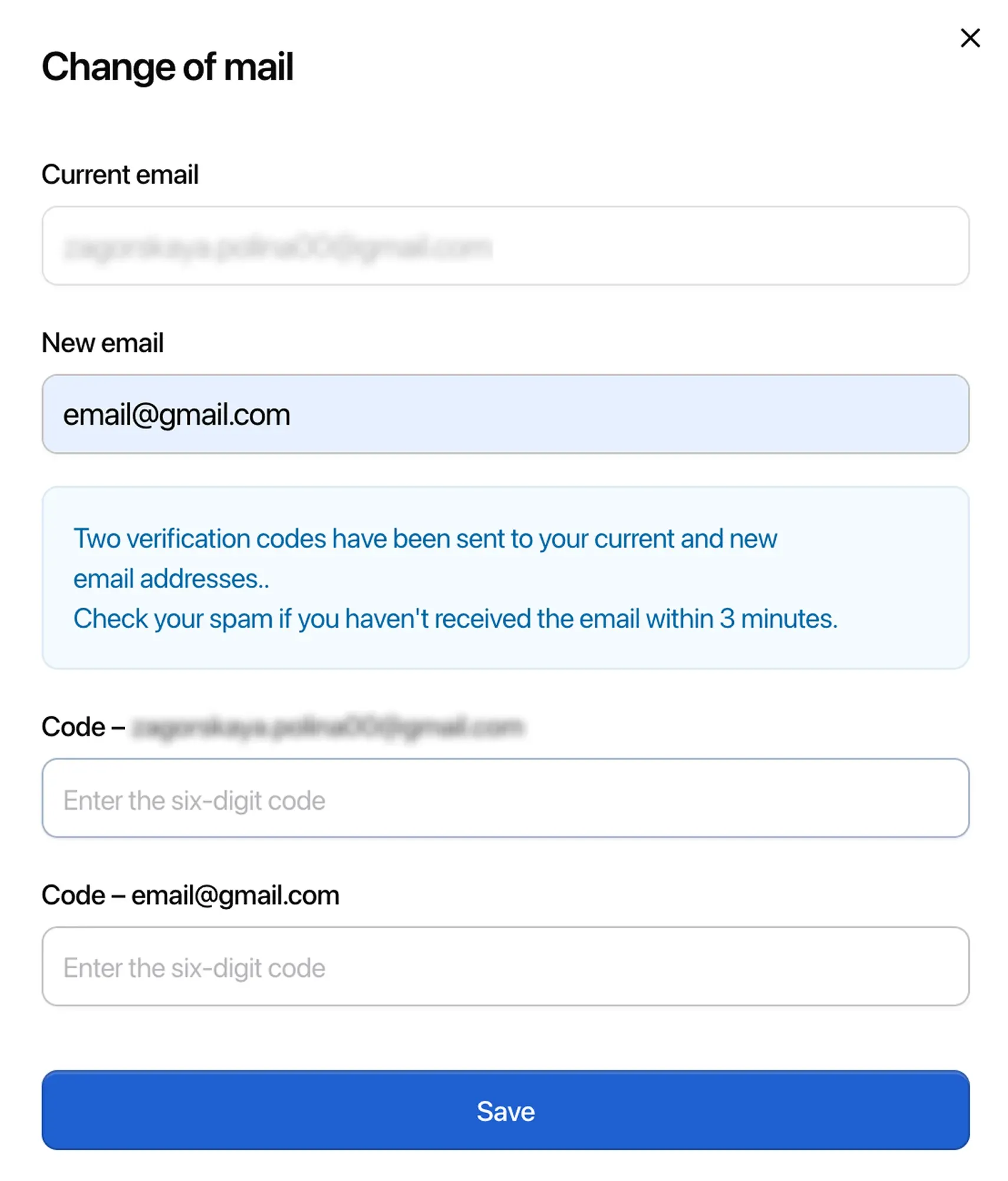Enter your new email