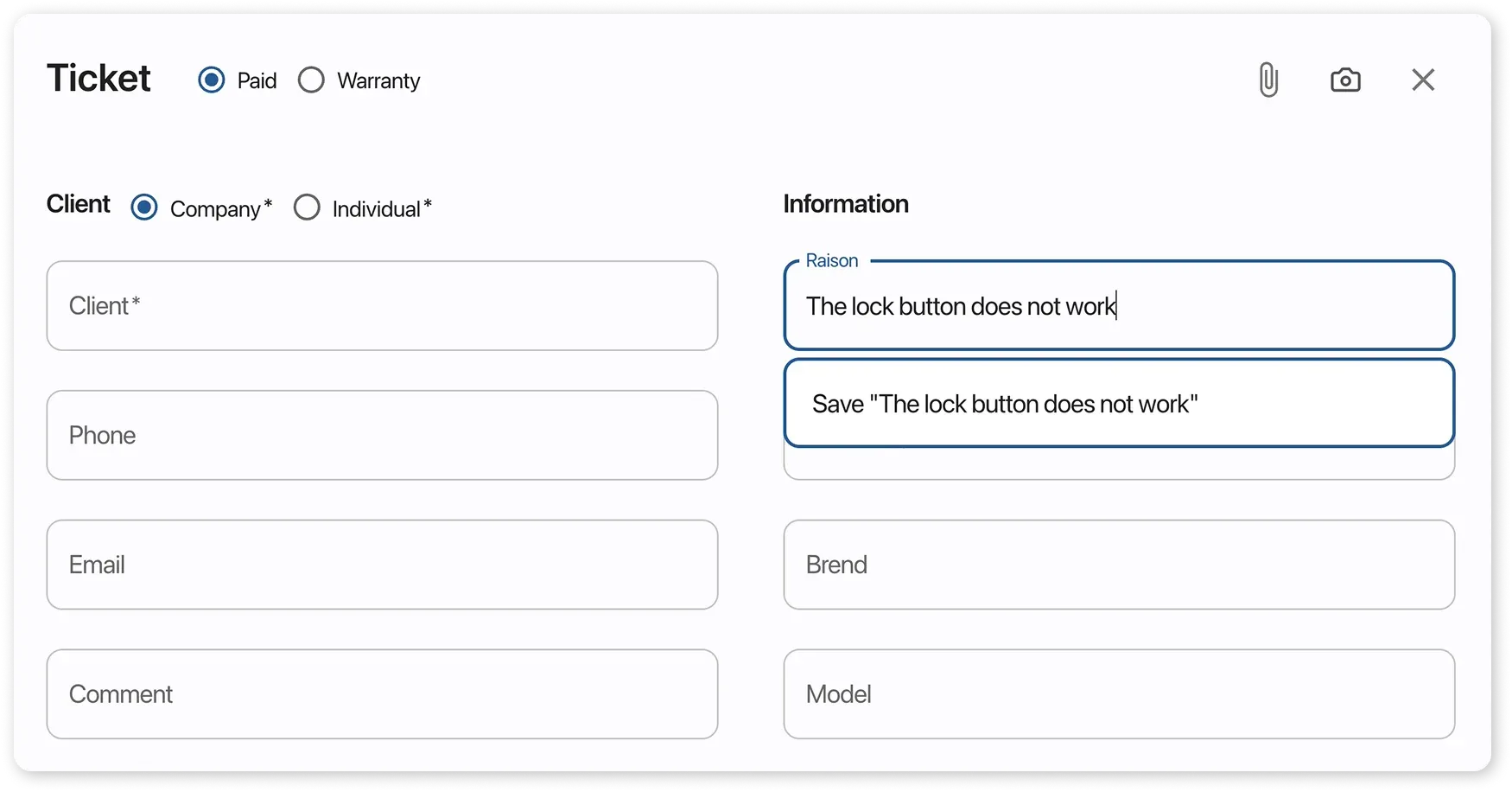 Adding new values directly during order creation