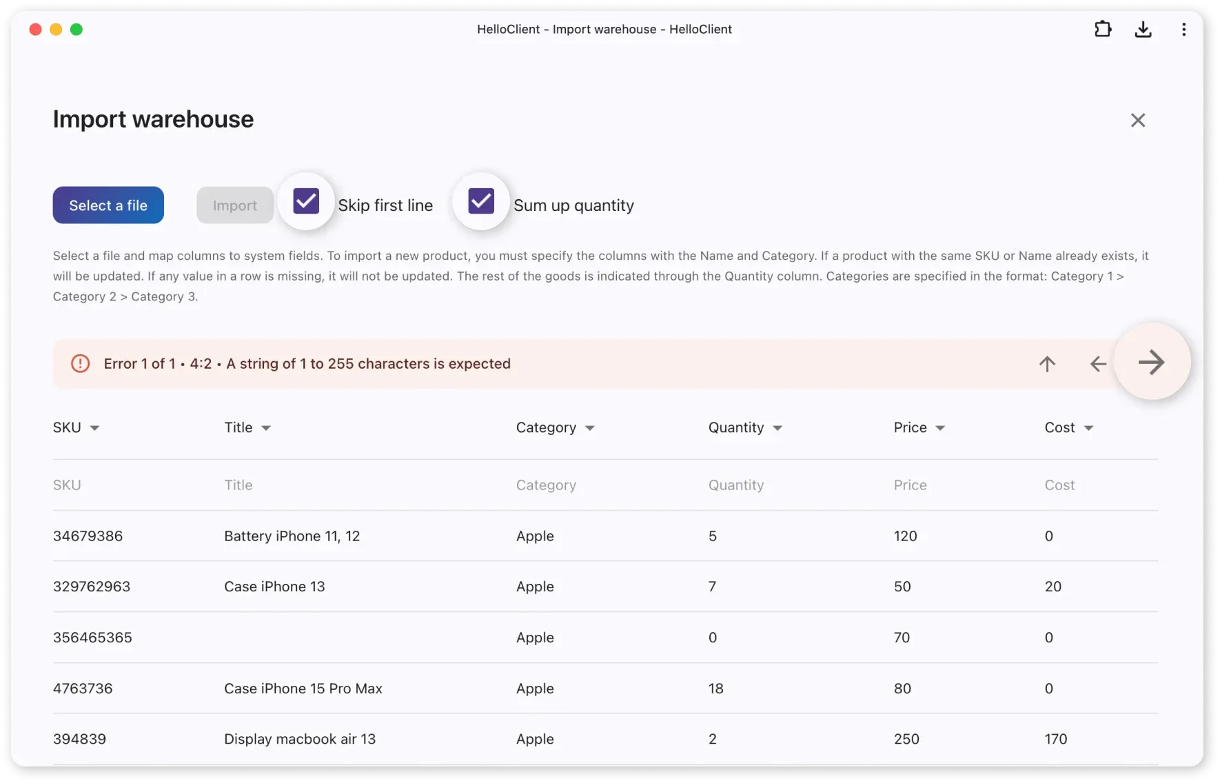 File upload to HelloClient