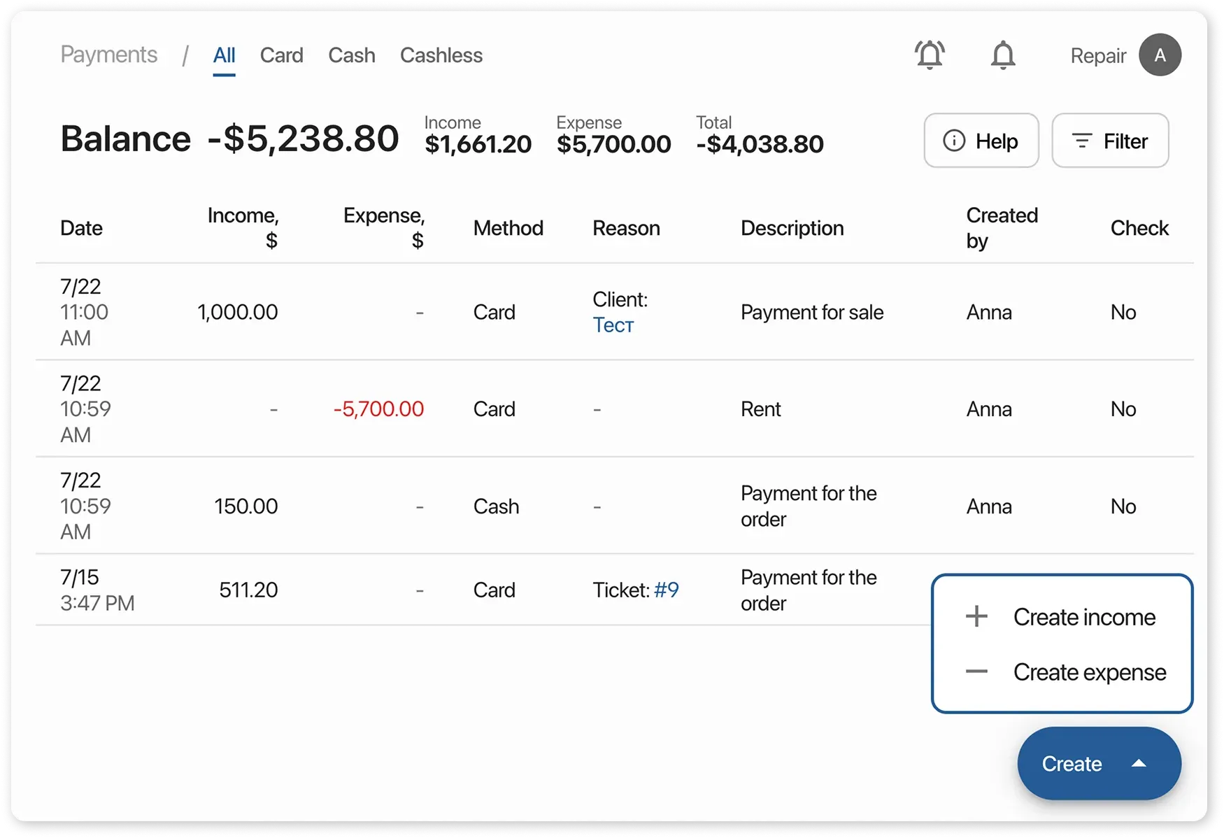 Payments in HelloClient