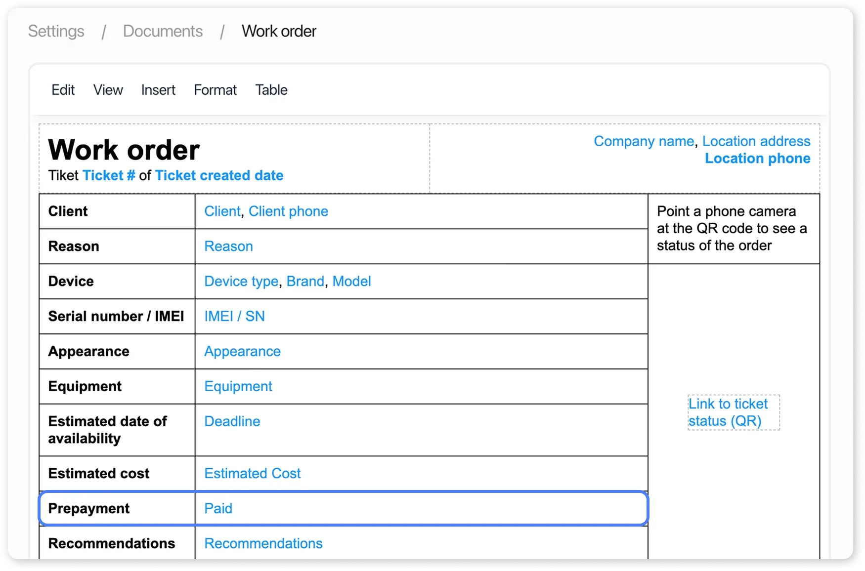 Prepayment when placing an order