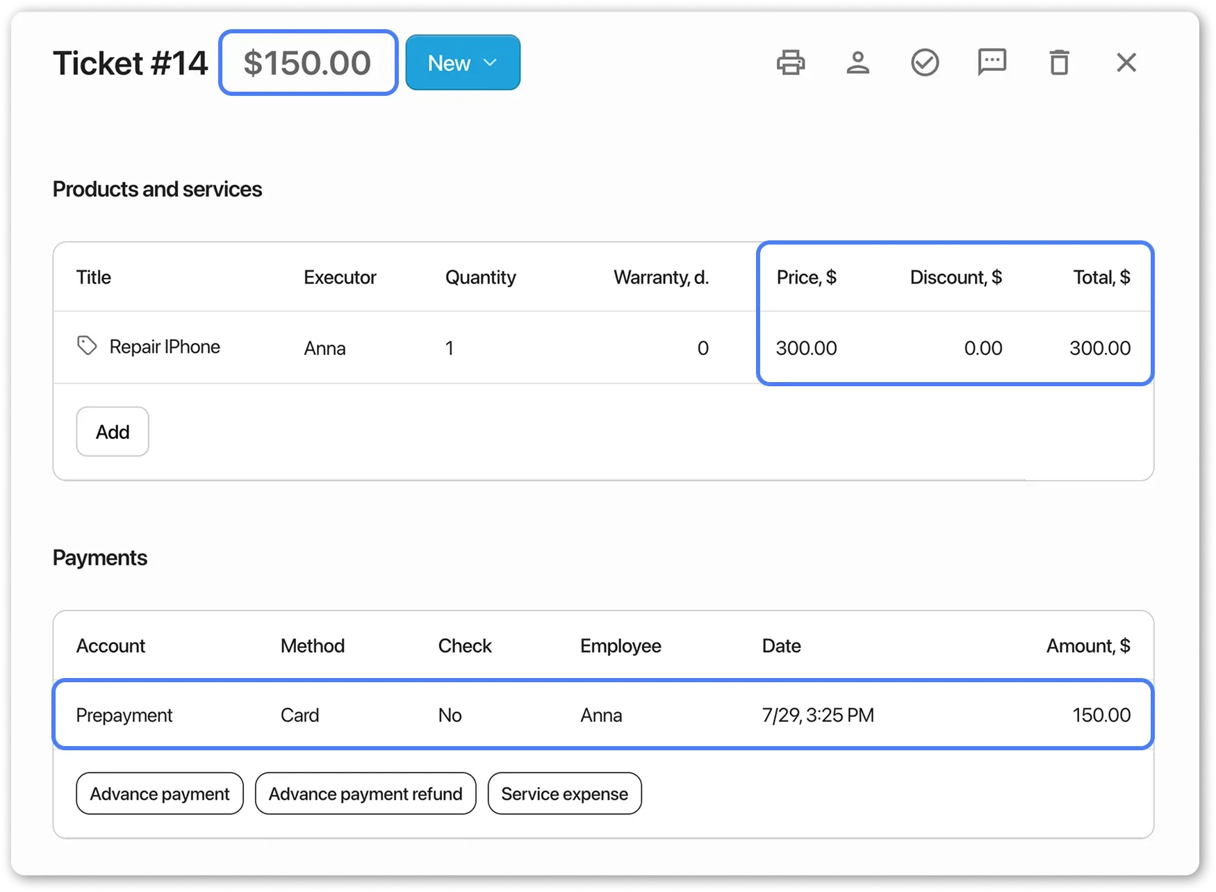 The balance that the client must pay