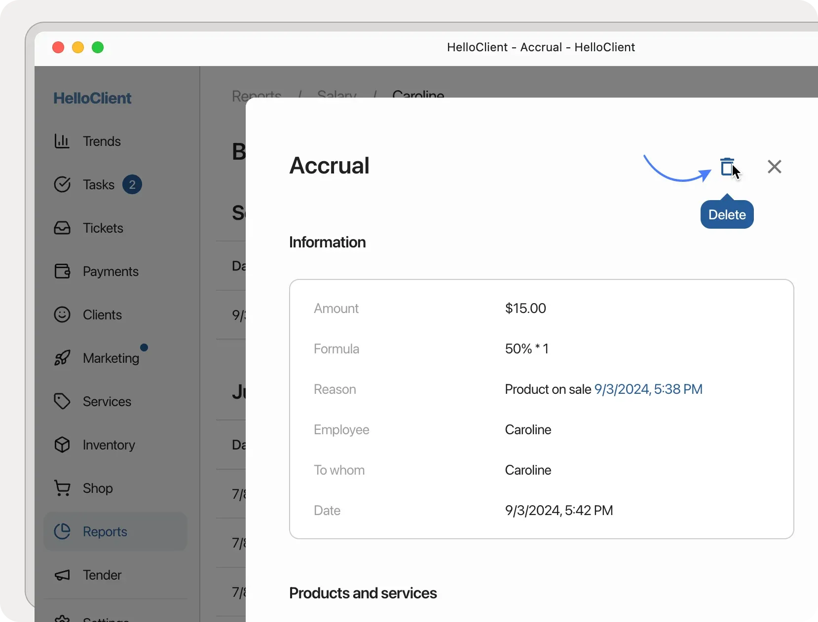 Deleting incorrect accrual