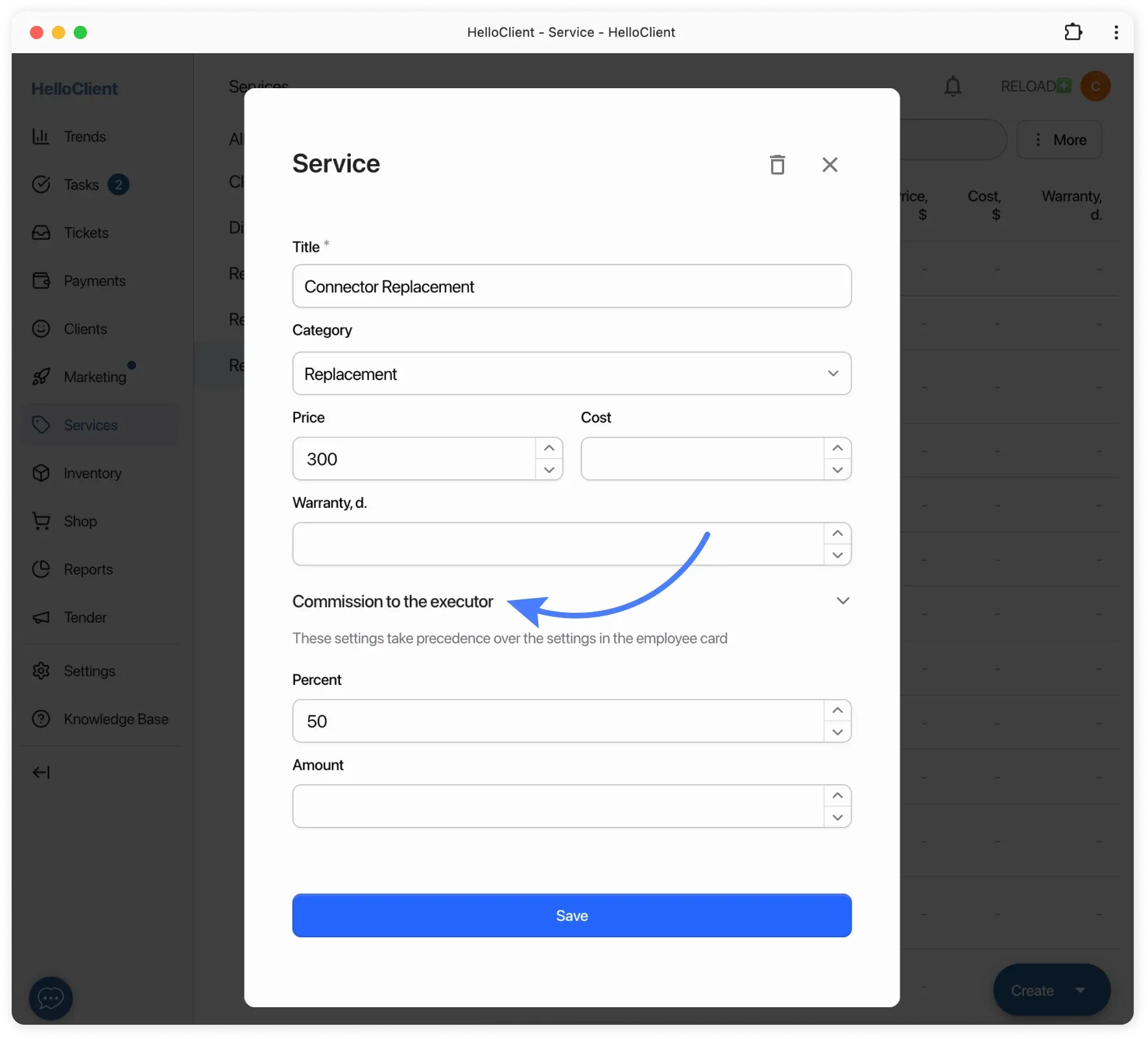 Performer reward for service