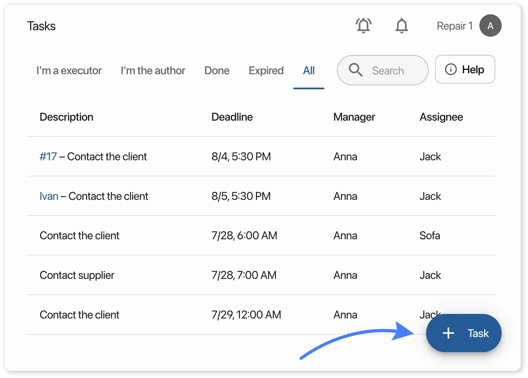 Task module in HelloClient
