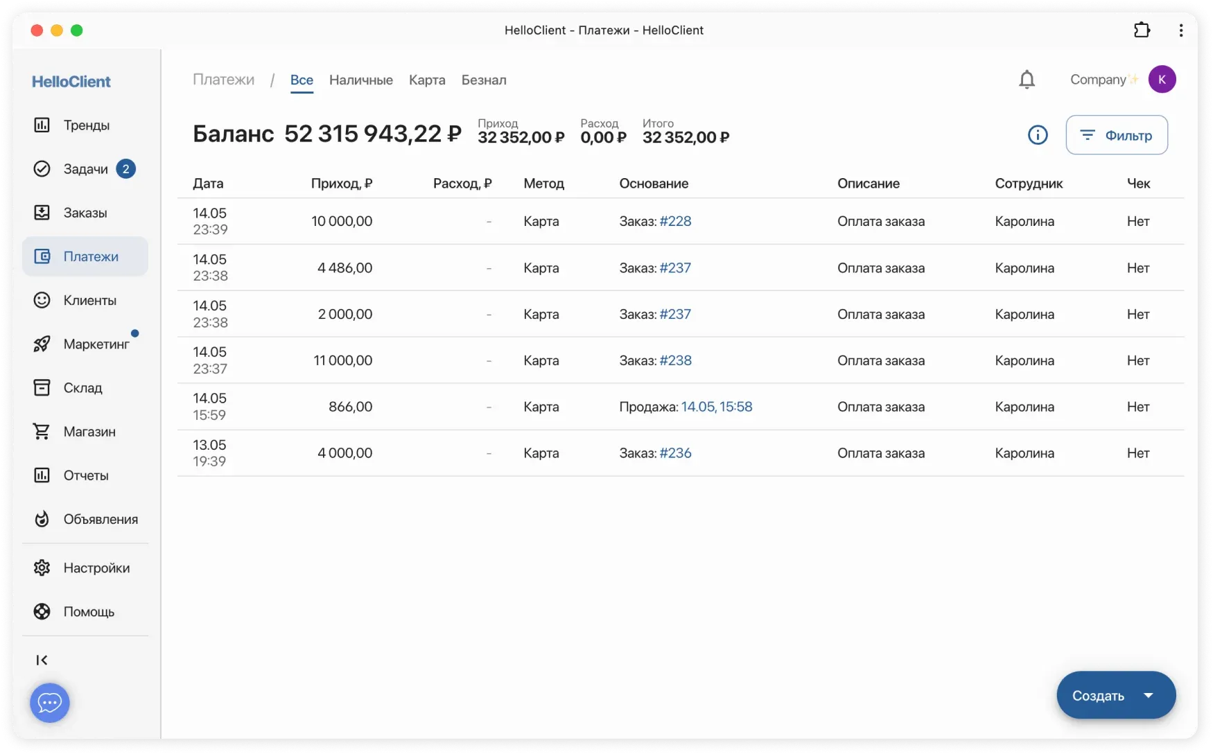 Доходы, расходы и чистая прибыль компании