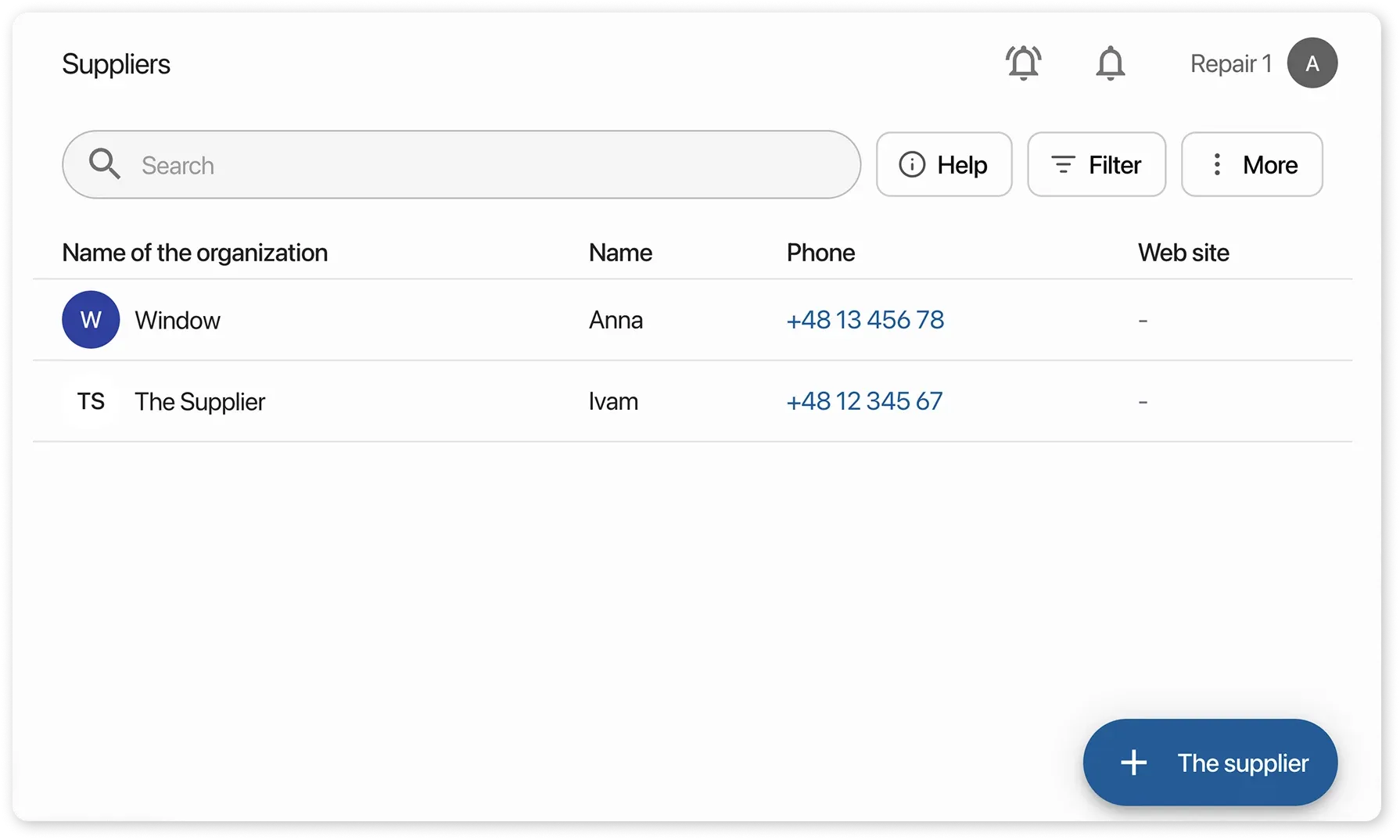 Inventory: Suppliers
